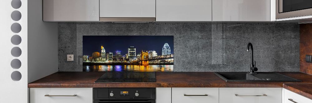 Cooker splashback Ohio river at night