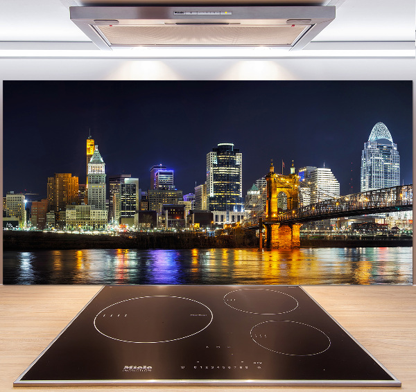 Cooker splashback Ohio river at night