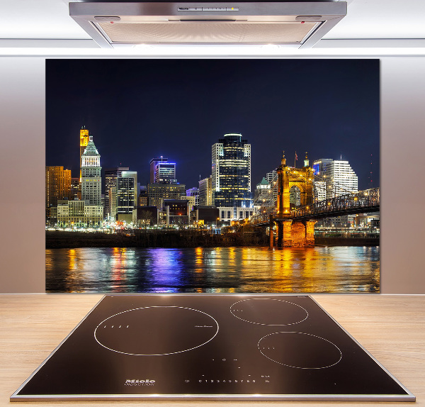 Cooker splashback Ohio river at night