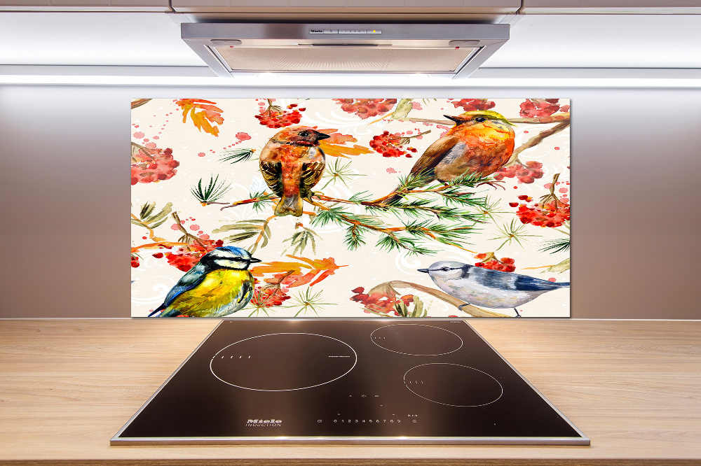 Kitchen splashback Conifers and birds