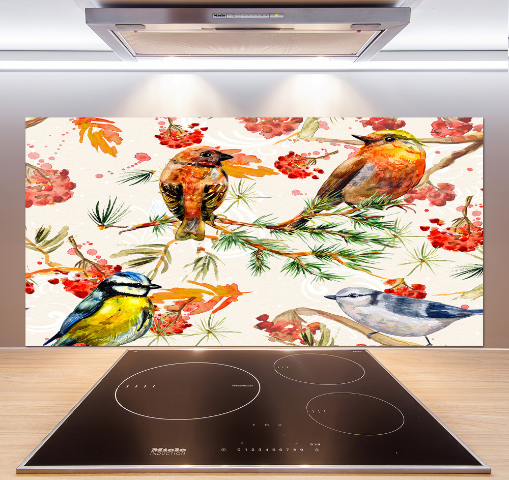 Kitchen splashback Conifers and birds