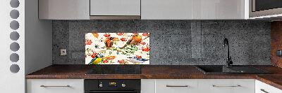 Kitchen splashback Conifers and birds