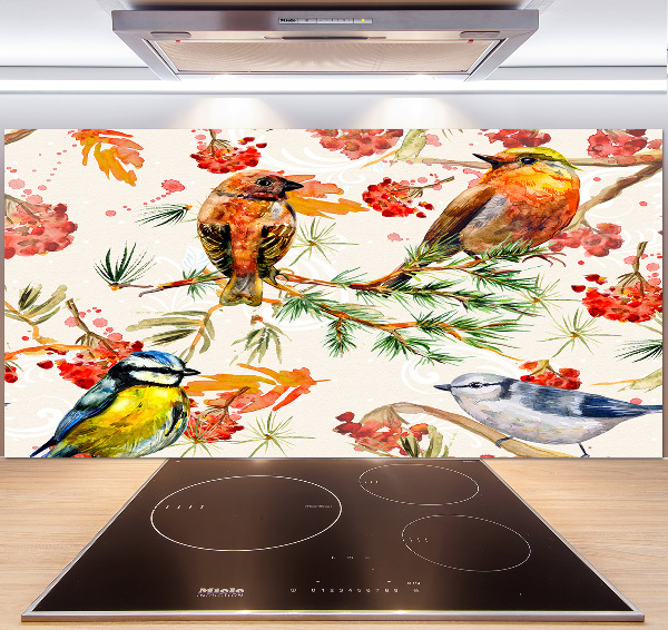 Kitchen splashback Conifers and birds