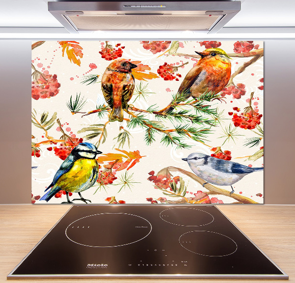 Kitchen splashback Conifers and birds