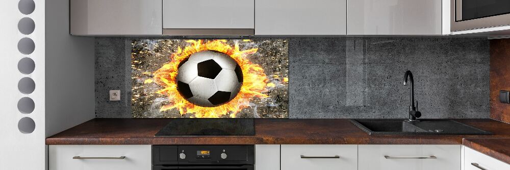 Cooker splashback Burning football saw