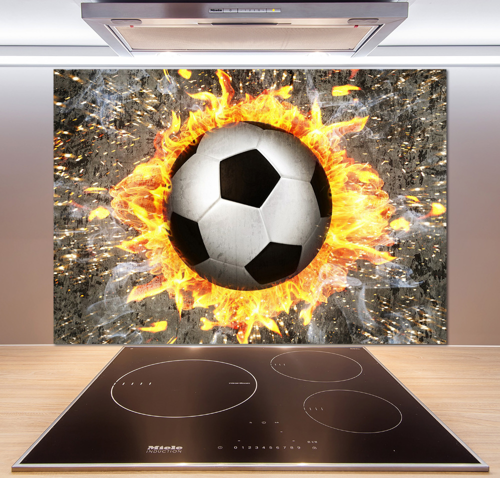 Cooker splashback Burning football saw