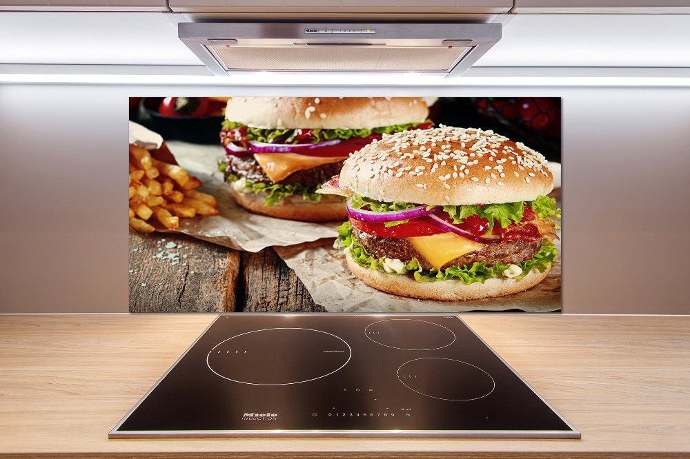 Cooker splashback hamburgers