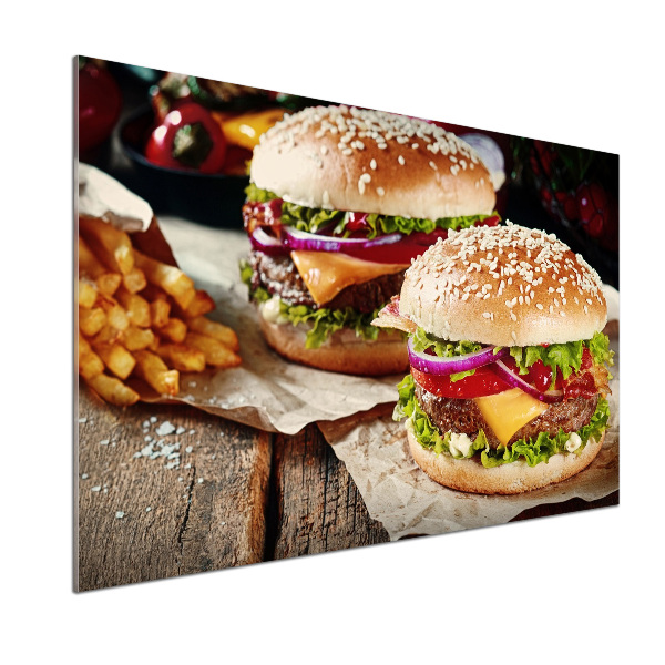 Cooker splashback hamburgers