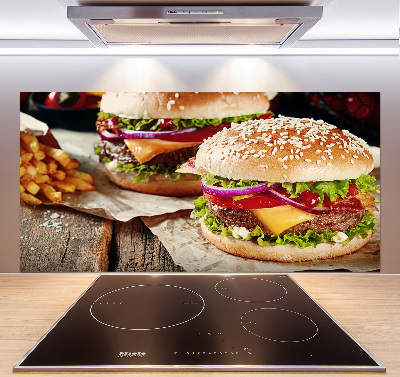 Cooker splashback hamburgers