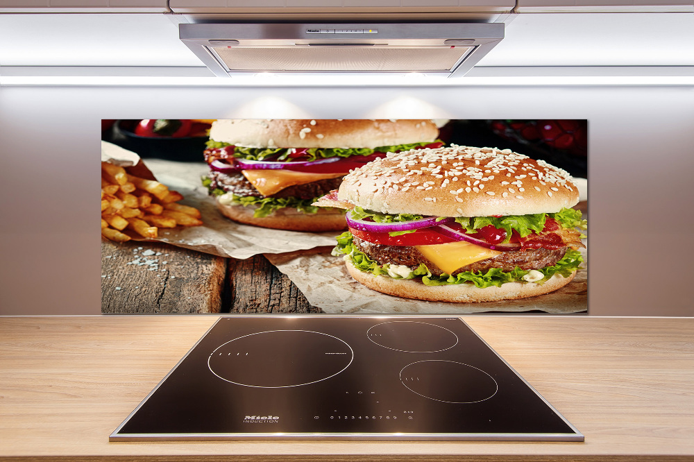 Cooker splashback hamburgers