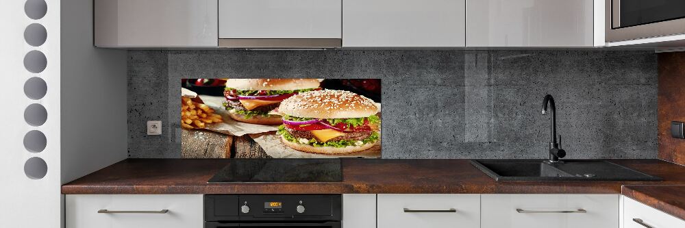 Cooker splashback hamburgers