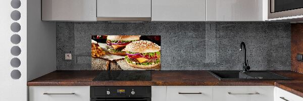 Cooker splashback hamburgers