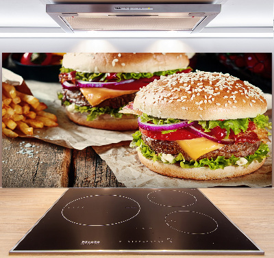 Cooker splashback hamburgers