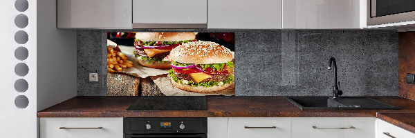 Cooker splashback hamburgers