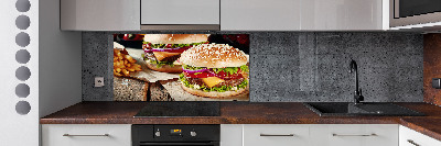 Cooker splashback hamburgers