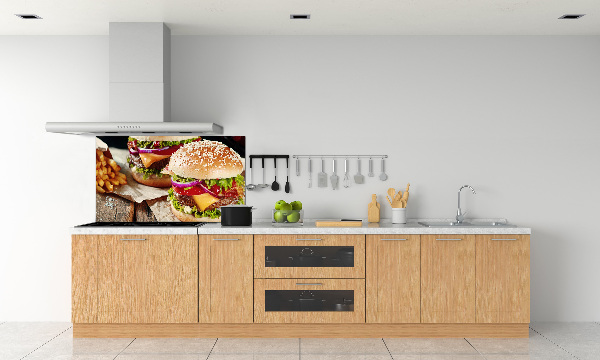 Cooker splashback hamburgers