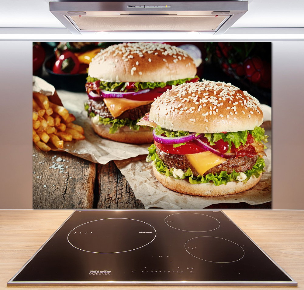 Cooker splashback hamburgers