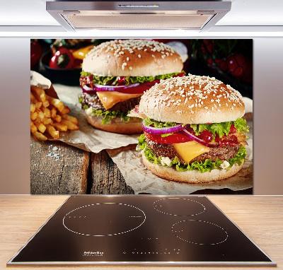 Cooker splashback hamburgers