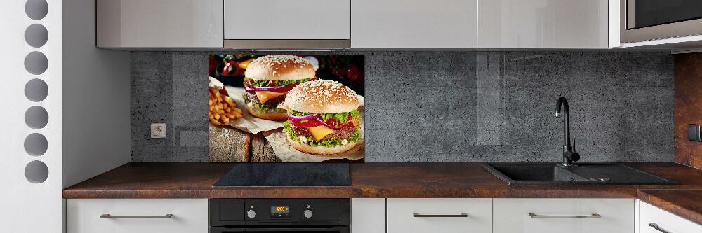 Cooker splashback hamburgers