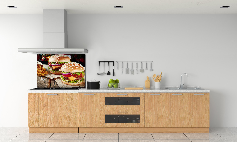 Cooker splashback hamburgers