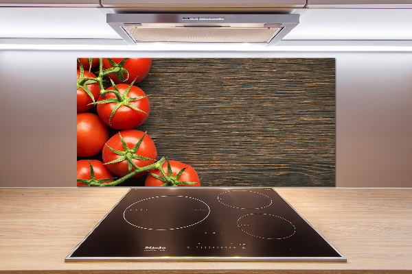 Cooker splashback Tomatoes on wood