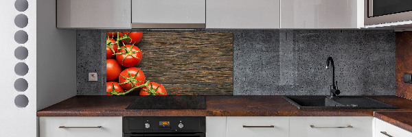 Cooker splashback Tomatoes on wood