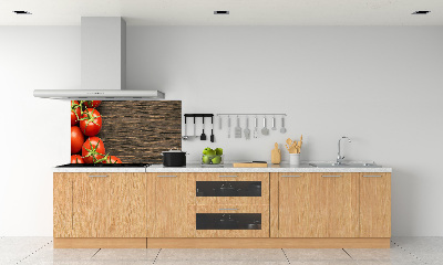 Cooker splashback Tomatoes on wood