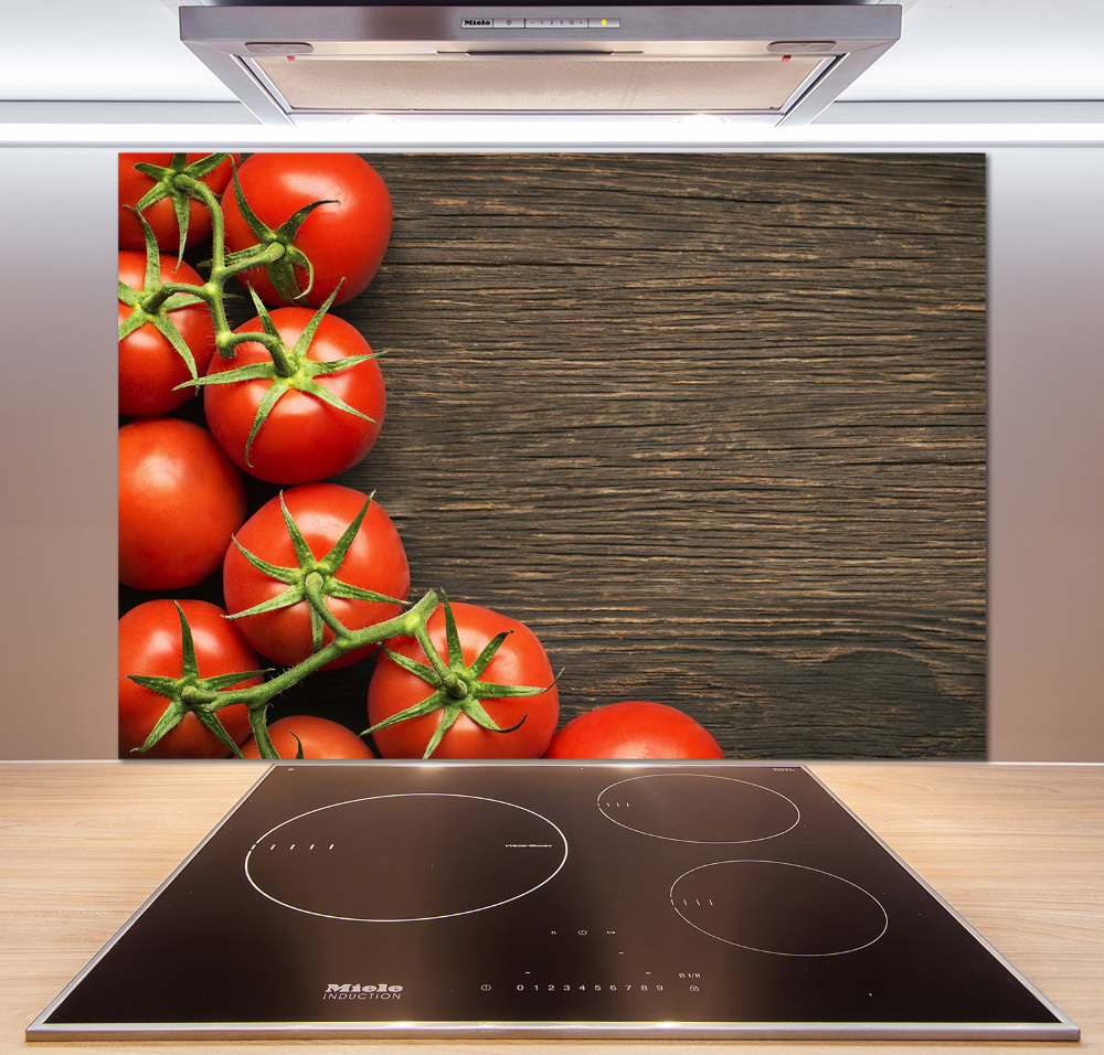 Cooker splashback Tomatoes on wood