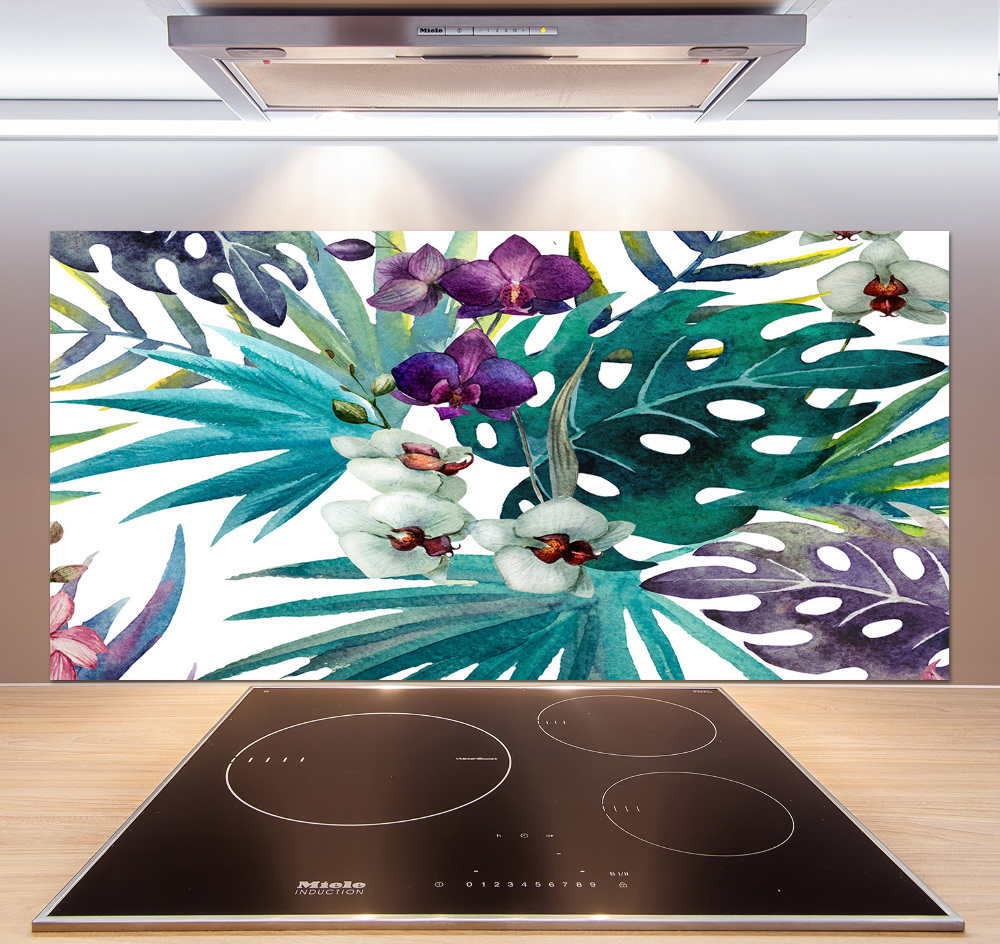 Cooker splashback Tropical flowers