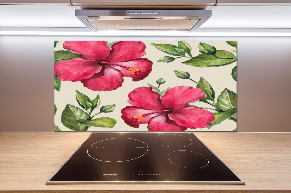 Cooker splashback Pink hibiscus