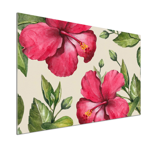 Cooker splashback Pink hibiscus