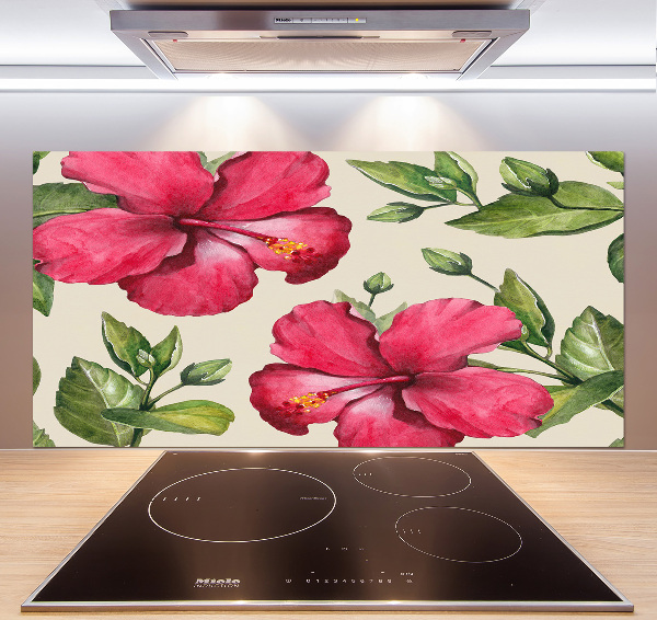 Cooker splashback Pink hibiscus