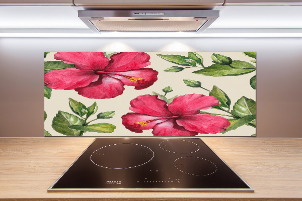 Cooker splashback Pink hibiscus