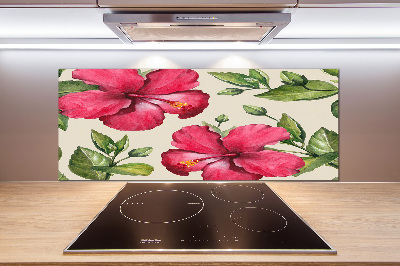 Cooker splashback Pink hibiscus