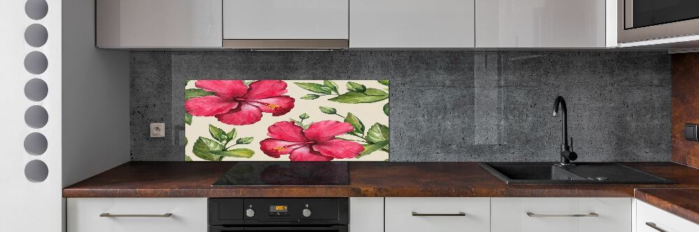 Cooker splashback Pink hibiscus