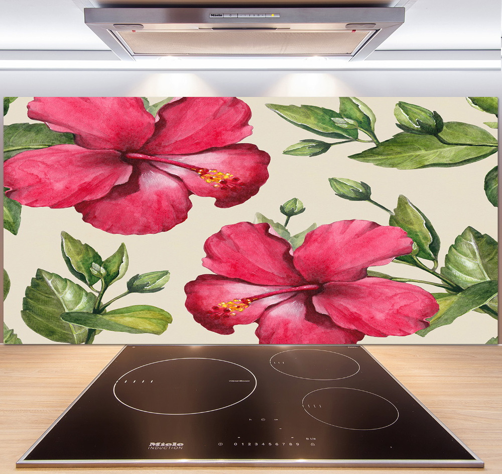 Cooker splashback Pink hibiscus