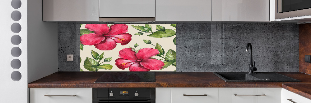 Cooker splashback Pink hibiscus