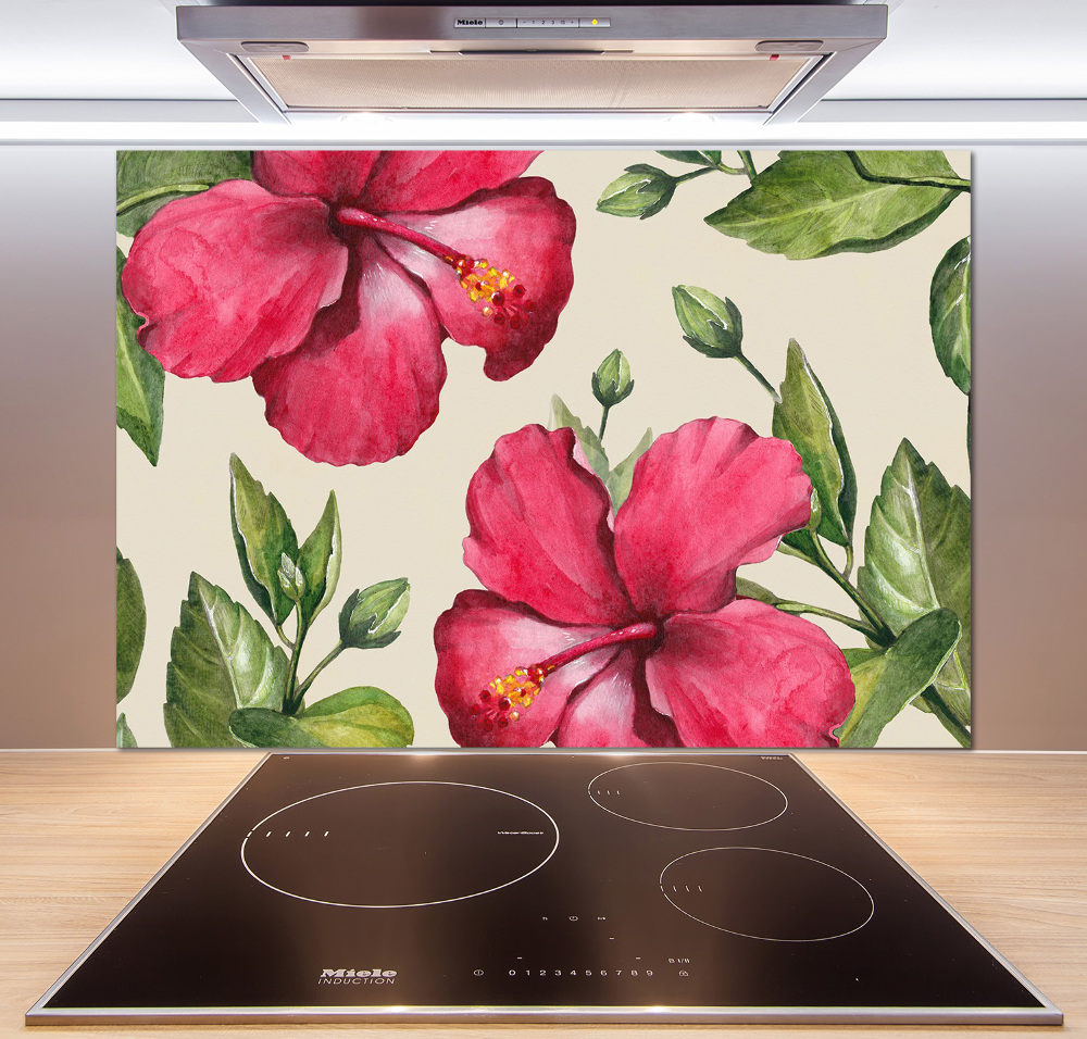 Cooker splashback Pink hibiscus