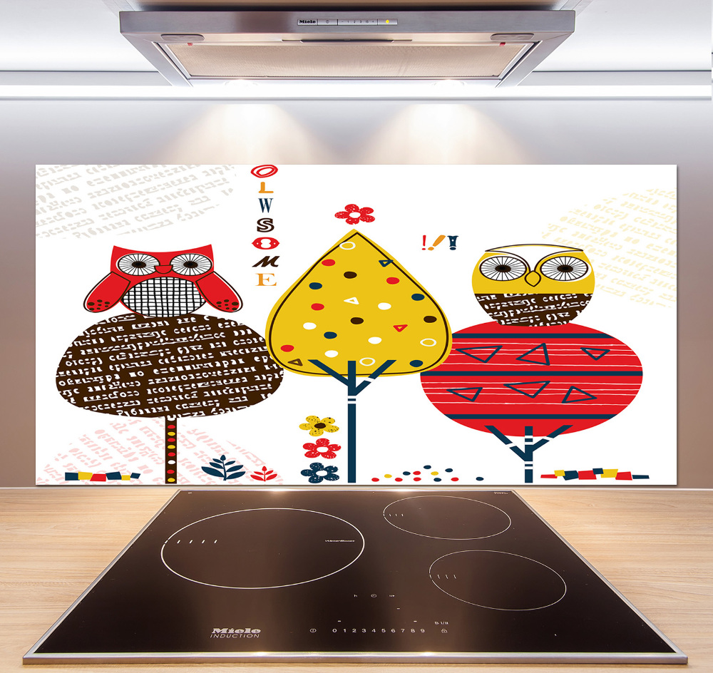 Kitchen splashback Owls on a tree