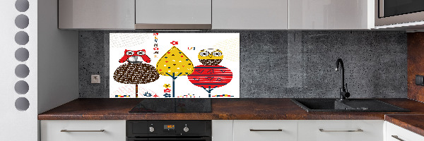 Kitchen splashback Owls on a tree