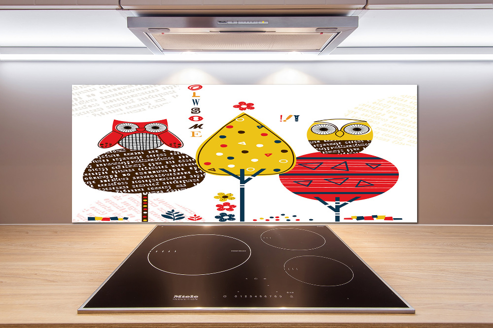 Kitchen splashback Owls on a tree