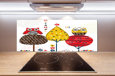 Kitchen splashback Owls on a tree