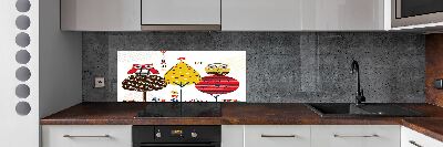 Kitchen splashback Owls on a tree