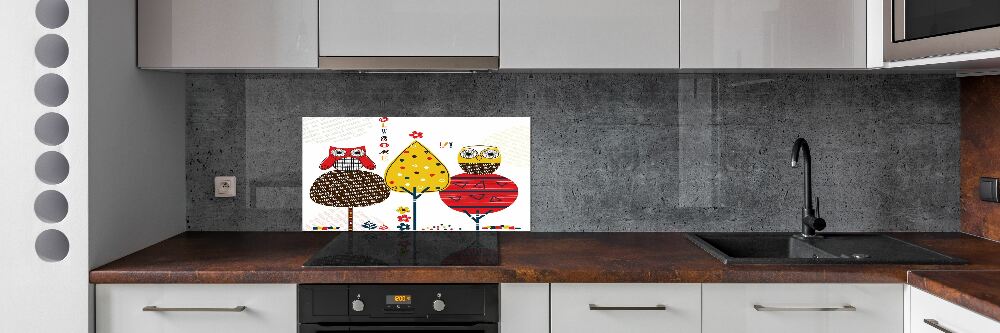 Kitchen splashback Owls on a tree