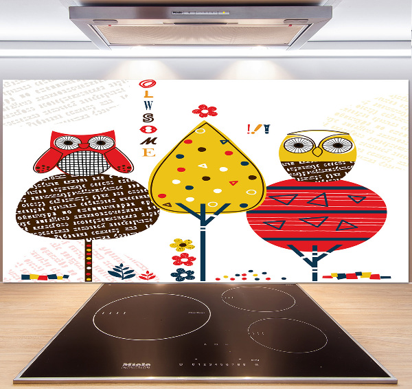 Kitchen splashback Owls on a tree