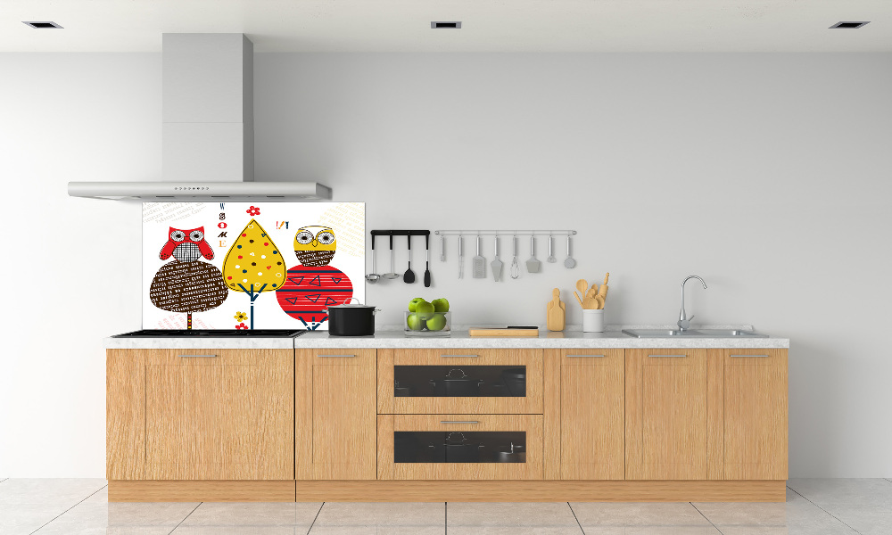 Kitchen splashback Owls on a tree