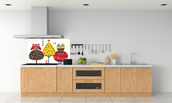 Kitchen splashback Owls on a tree