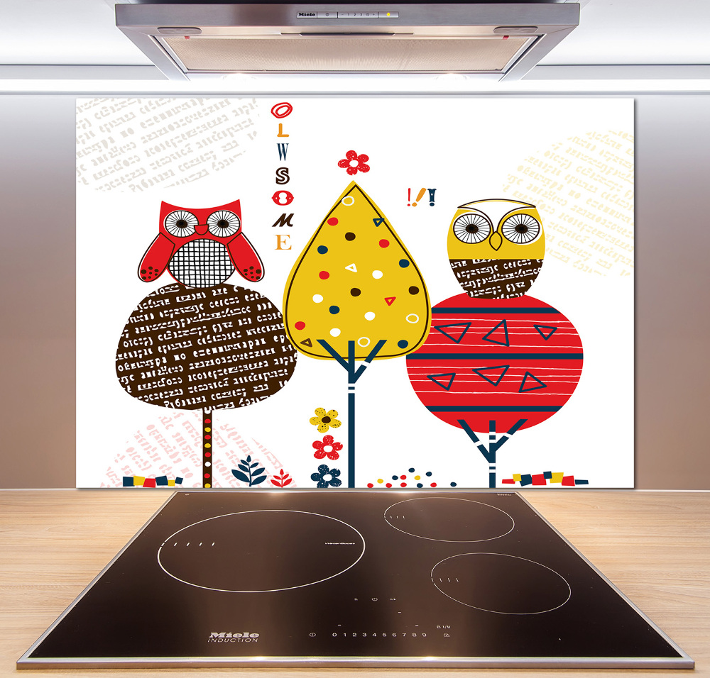 Kitchen splashback Owls on a tree