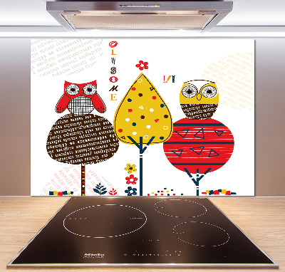 Kitchen splashback Owls on a tree