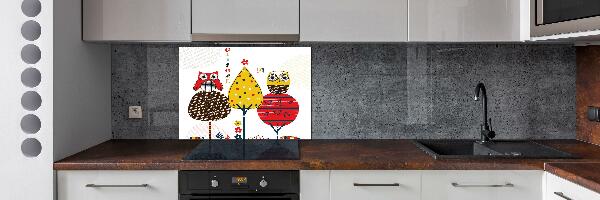 Kitchen splashback Owls on a tree